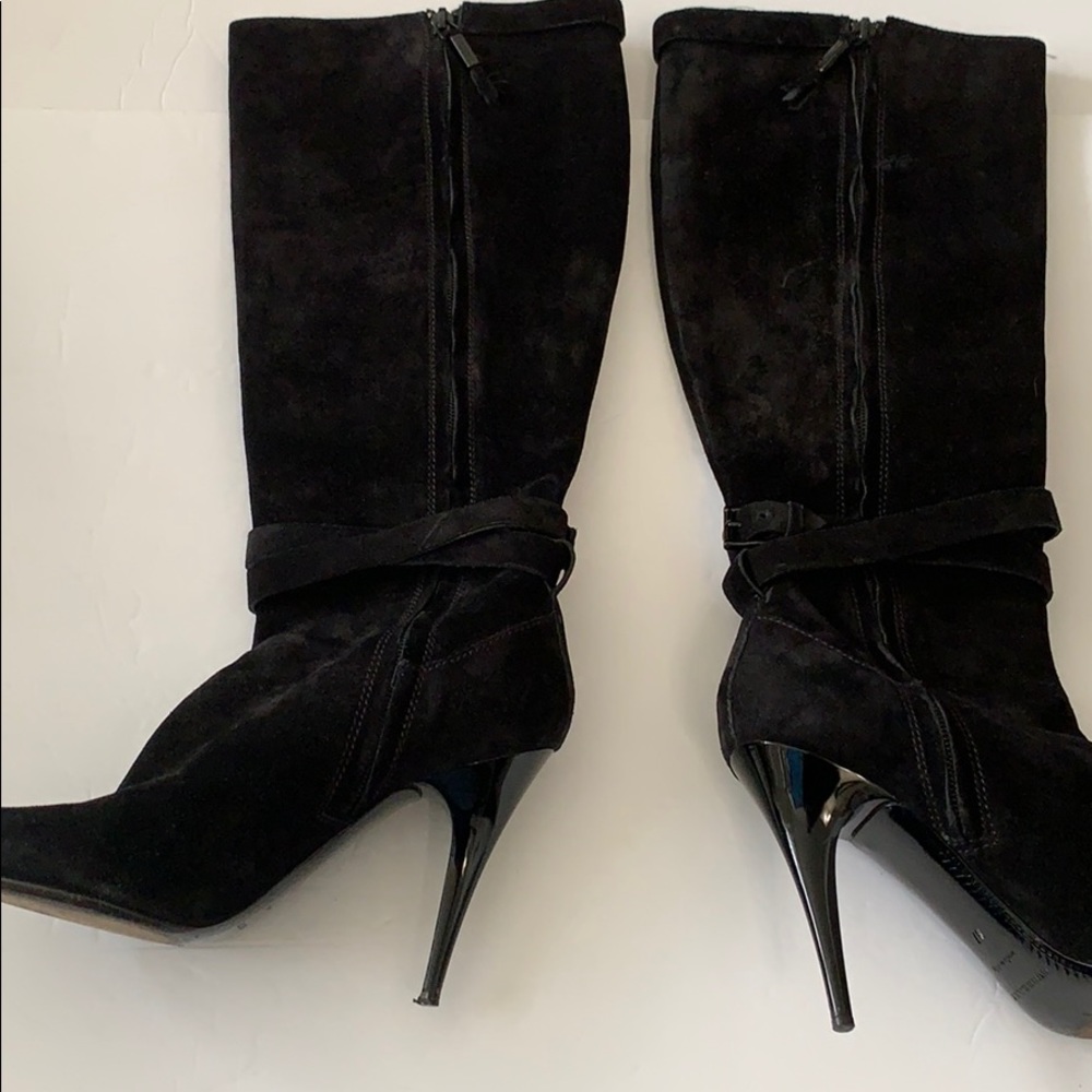 Burberry Black suede boots heels 37 7 Italy Zipper C Photos for best description - Picture 13 of 14